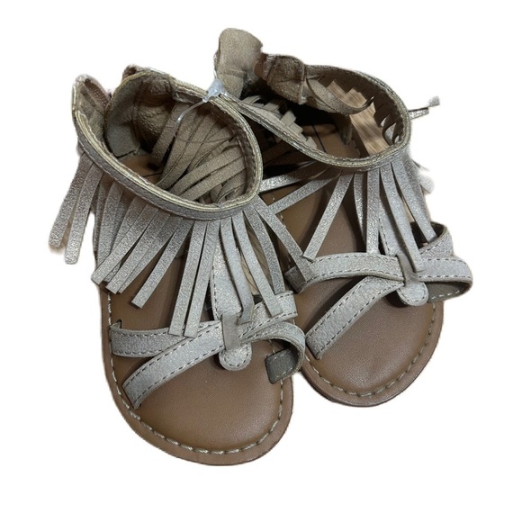 Baby Gap Fringe Sandals Sz 6 Gold Boho Girls Baby Toddler Zip Back - Picture 1 of 5